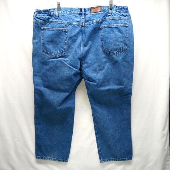 L.L.Bean Comfort Waist Flannel Lined 5 Pocket Blue Denim Jeans Men's 46x28. True - Picture 3 of 15
